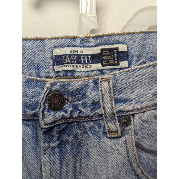 Men's Easy Fit Best Basics Gap Denim Size 33 Distressed Light Wash Dad Short Y2K - Picture 5 of 16